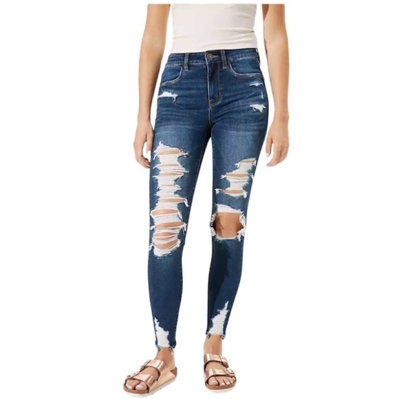 (NWT) American Eagle Women’s Ripped High-Waisted Jegging Jeans. - Picture 3 of 13